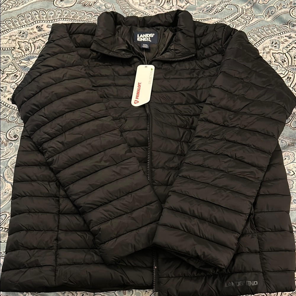 Lands' End Black Boys’s Puffer Jacket with Quilted Design